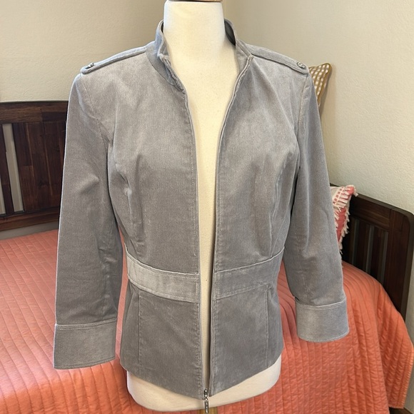 ST. JOHN Sport Corduroy Gray BLAZER Jacket SZ Medium - Picture 5 of 16